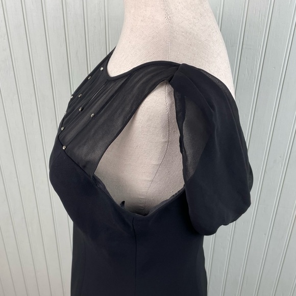 Vintage Evan-Picone Black Chiffon Sleeveless Rhinestone Cocktail Dress Size 6 - Picture 5 of 8